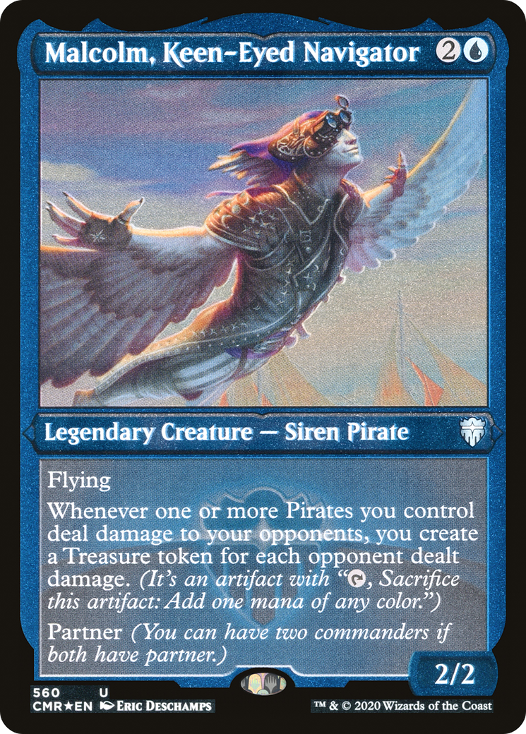 Malcolm, Keen-Eyed Navigator (Etched) [Commander Legends] | GrognardGamesBatavia