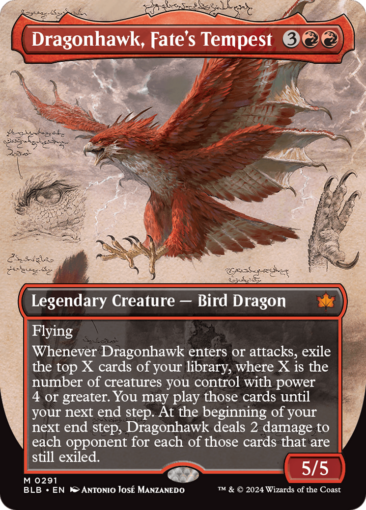 Dragonhawk, Fate's Tempest (Borderless) [Bloomburrow] | GrognardGamesBatavia