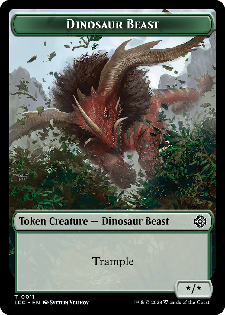 Dinosaur Beast // Dinosaur Double-Sided Token [The Lost Caverns of Ixalan Commander Tokens] | GrognardGamesBatavia