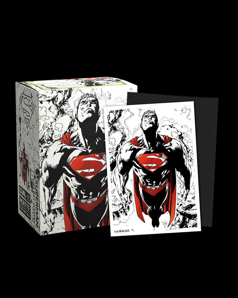 Dragon Shield Brushed Art Sleeves: Superman Black White and Red | GrognardGamesBatavia