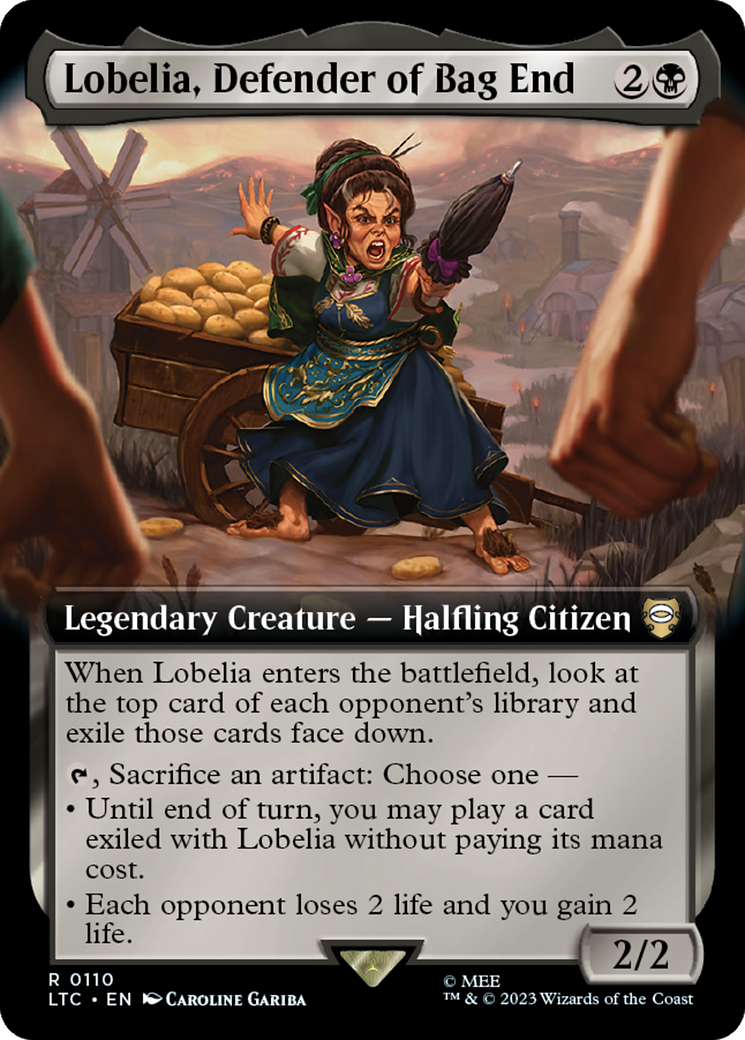 Lobelia, Defender of Bag End (Extended Art) [The Lord of the Rings: Tales of Middle-Earth Commander] | GrognardGamesBatavia