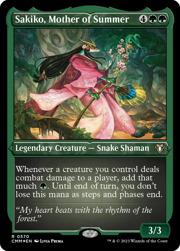 Sakiko, Mother of Summer (Foil Etched) [Commander Masters] | GrognardGamesBatavia