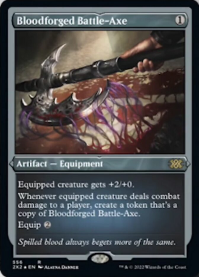 Bloodforged Battle-Axe (Foil Etched) [Double Masters 2022] | GrognardGamesBatavia