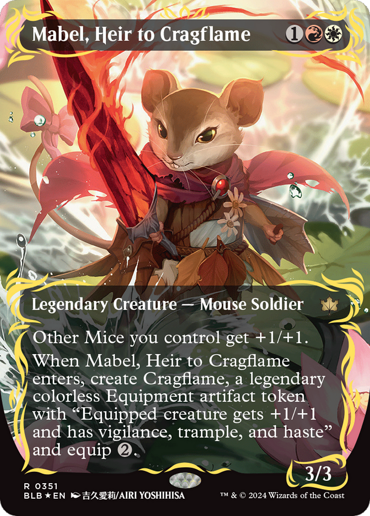 Mabel, Heir to Cragflame (Borderless) (Raised Foil) [Bloomburrow] | GrognardGamesBatavia