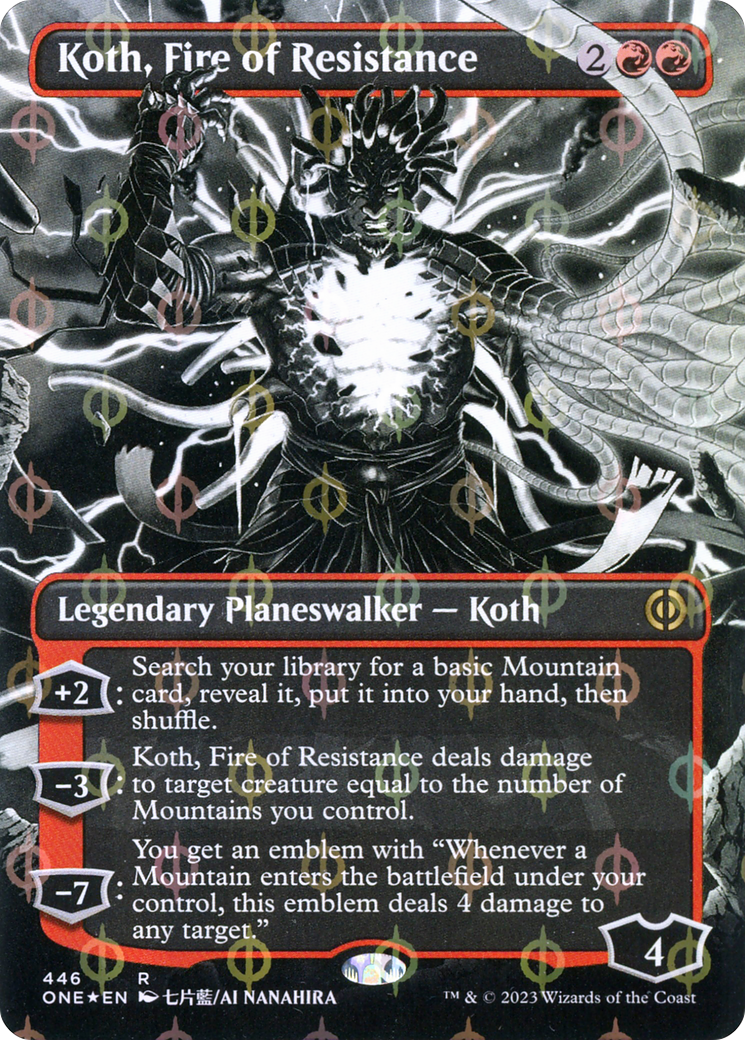 Koth, Fire of Resistance (Borderless Manga Step-and-Compleat Foil) [Phyrexia: All Will Be One] | GrognardGamesBatavia