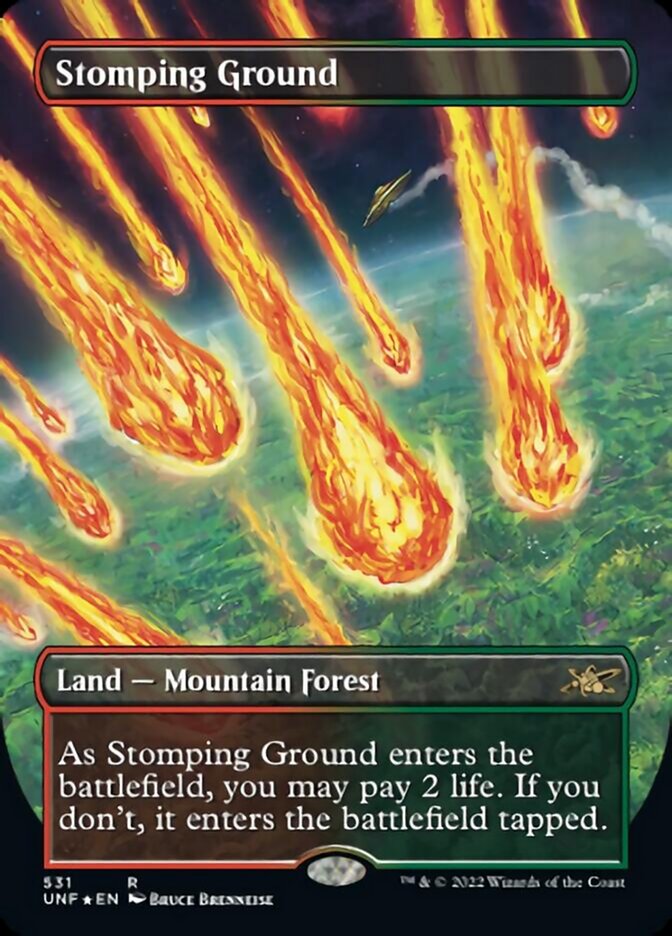 Stomping Ground (Borderless) (Galaxy Foil) [Unfinity] | GrognardGamesBatavia