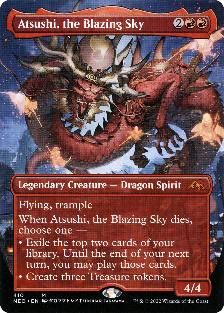 Atsushi, the Blazing Sky (Borderless Alternate Art) [Kamigawa: Neon Dynasty] | GrognardGamesBatavia