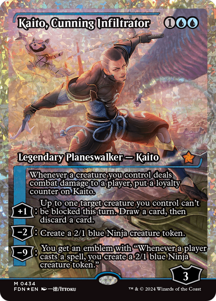 Kaito, Cunning Infiltrator (Showcase) (Frature Foil) [Foundations] | GrognardGamesBatavia