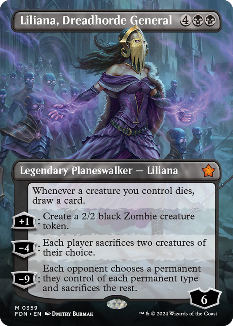 Liliana, Dreadhorde General (Borderless) [Foundations] | GrognardGamesBatavia