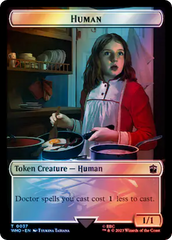 Human (0037) // Dinosaur Double-Sided Token (Surge Foil) [Doctor Who Tokens] | GrognardGamesBatavia