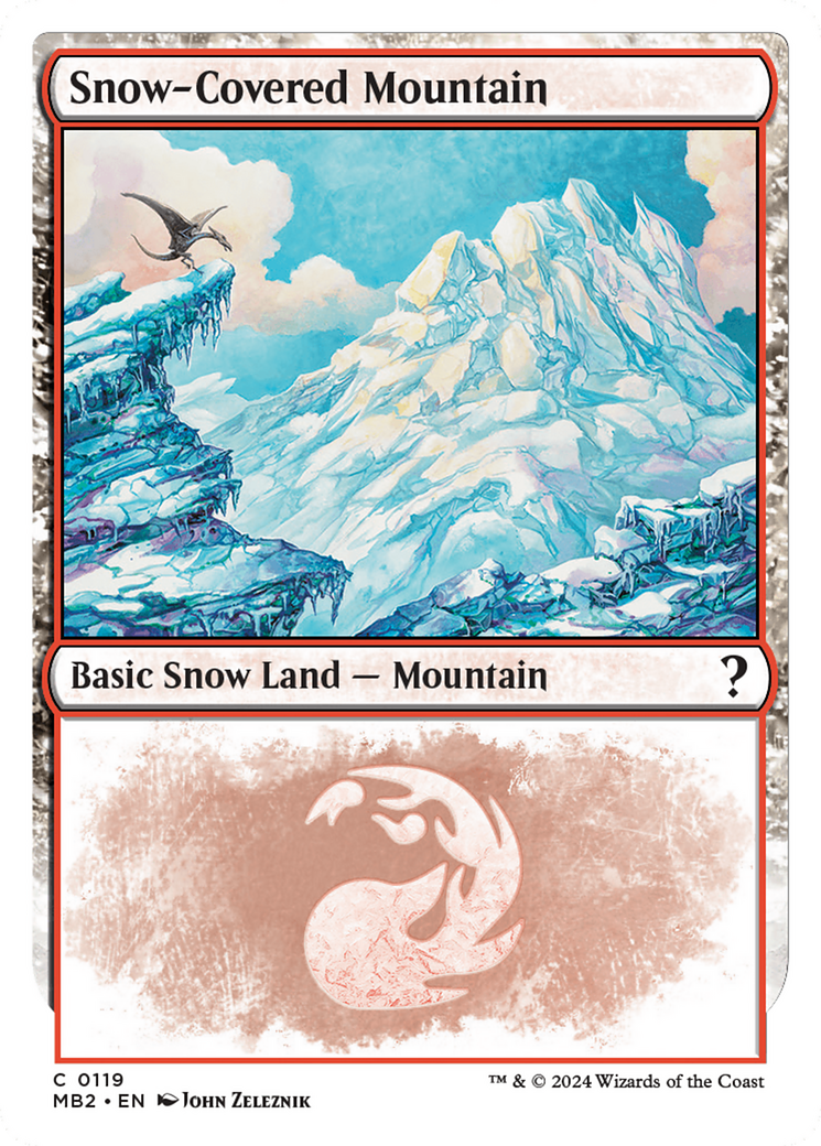 Snow-Covered Mountain (White Border) [Mystery Booster 2] | GrognardGamesBatavia