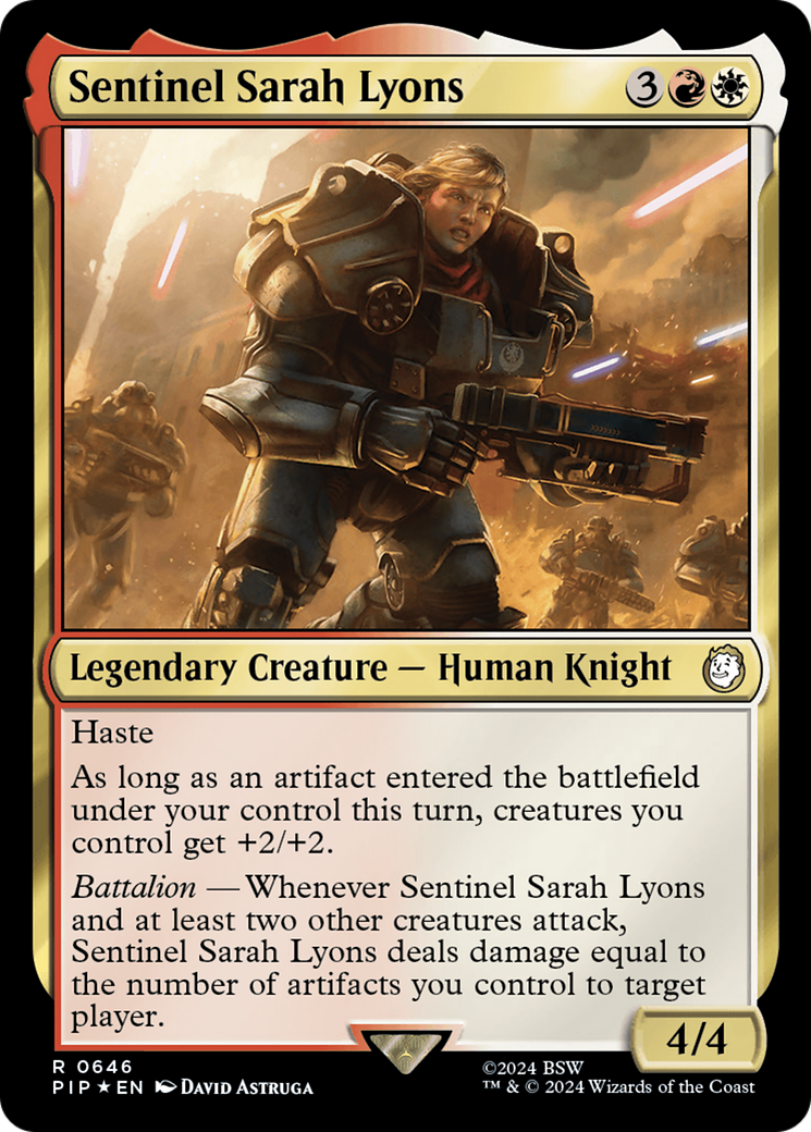 Sentinel Sarah Lyons (Surge Foil) [Fallout] | GrognardGamesBatavia