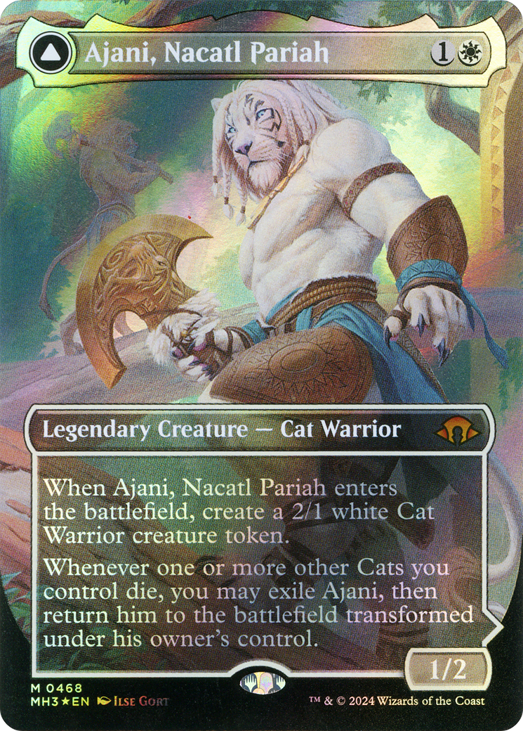 Ajani, Nacatl Pariah // Ajani, Nacatl Avenger (Borderless) (Textured Foil) [Modern Horizons 3] | GrognardGamesBatavia
