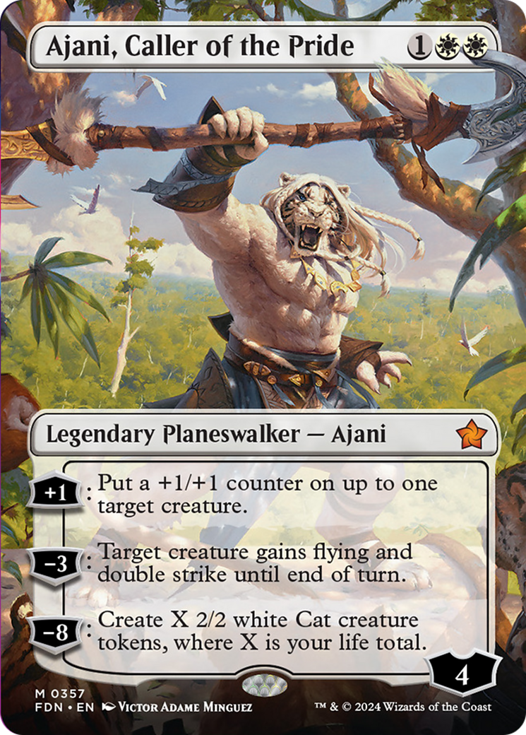 Ajani, Caller of the Pride (Borderless) [Foundations] | GrognardGamesBatavia