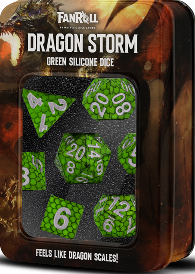 Fanroll Dragon Storm Silicone Dice Set - Green Dragon Scales | GrognardGamesBatavia
