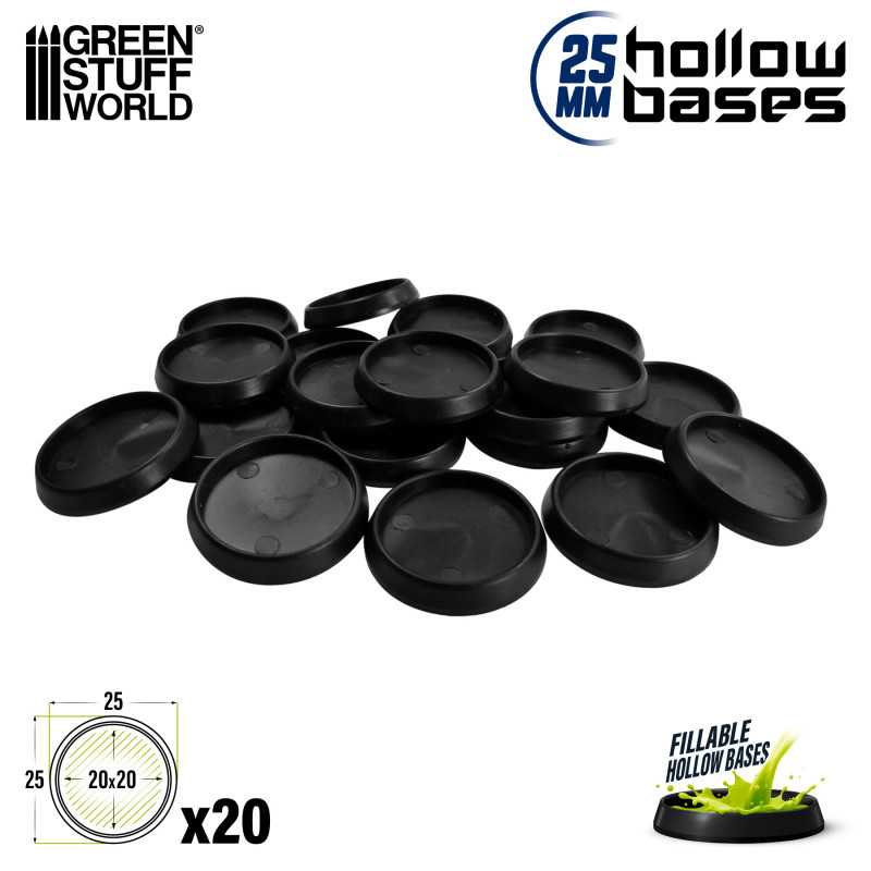 Green Stuff World: Hollow Plastic Bases - BLACK 25mm | GrognardGamesBatavia