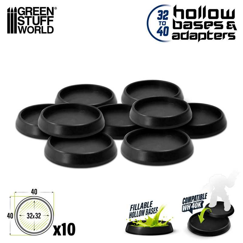 Green Stuff World: Hollow Plastic Bases - BLACK 40mm | GrognardGamesBatavia