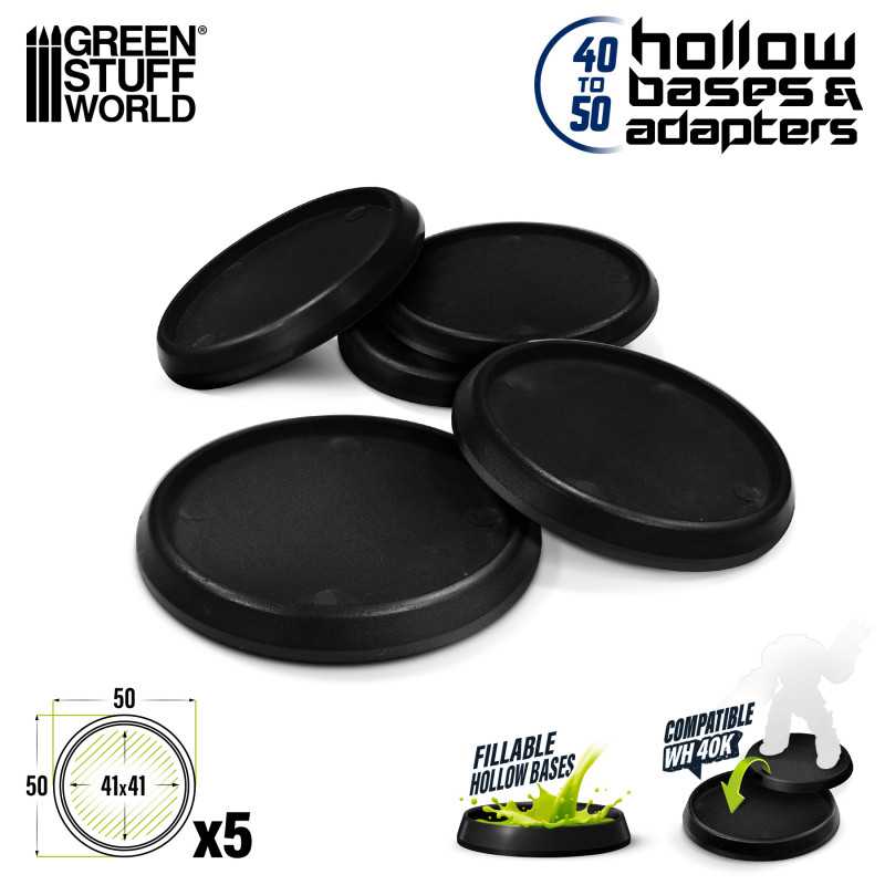 Green Stuff World: Hollow Plastic Bases - BLACK 50mm | GrognardGamesBatavia