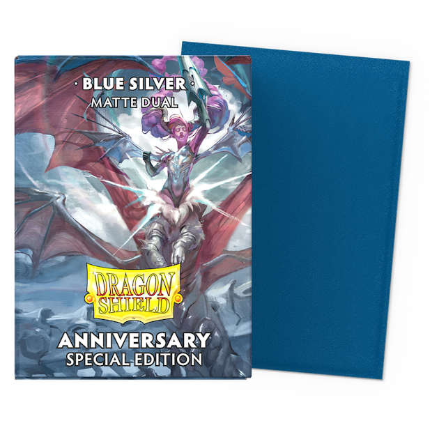 Dragon Shield Anniversary Edition Dual Matte Sleeves - Blue Silver | GrognardGamesBatavia