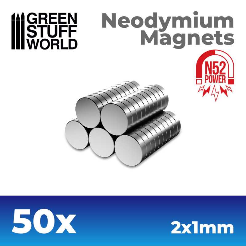 Green Stuff World: Neodymium Magnets 2x1mm - 50 units (N52) | GrognardGamesBatavia