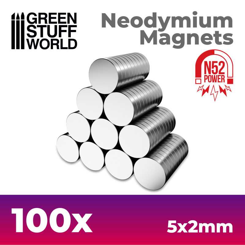 Green Stuff World: Neodymium Magnets 5x2mm - 100 units (N52) | GrognardGamesBatavia