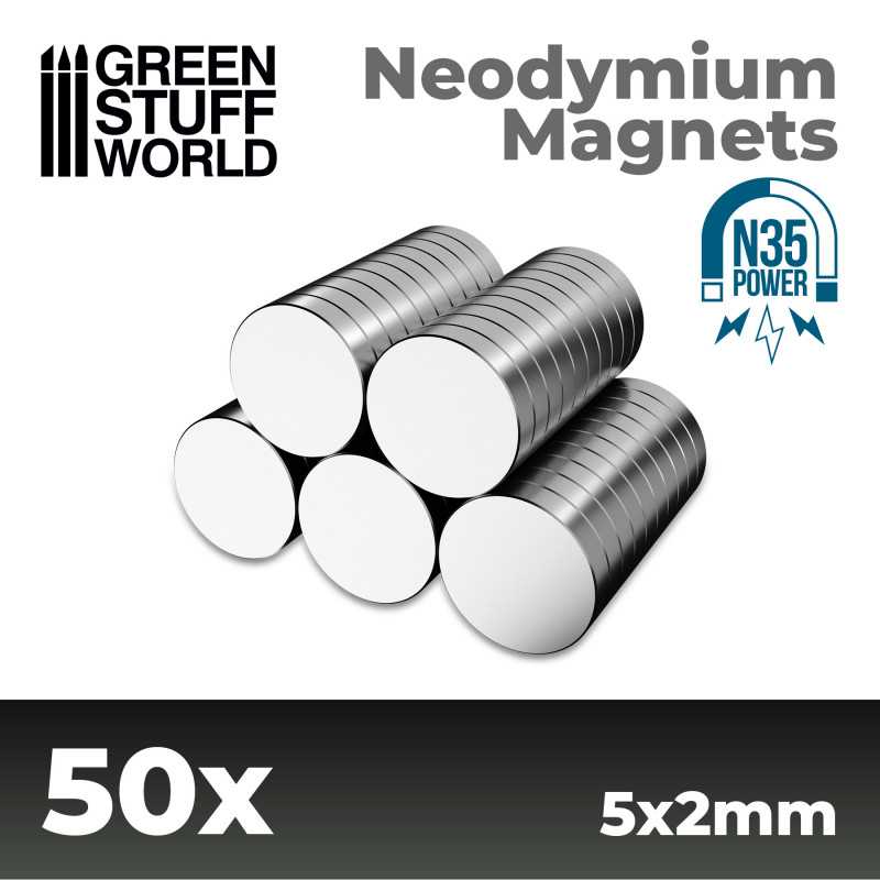 Green Stuff World: Neodymium Magnets 5x2mm - 50 units (N35) | GrognardGamesBatavia