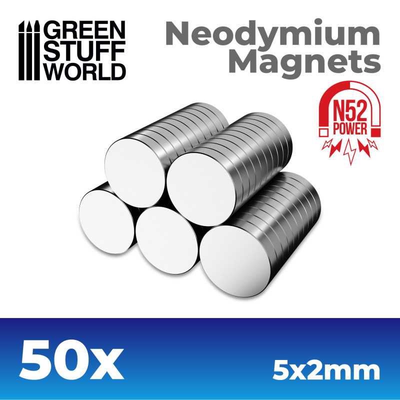 Green Stuff World: Neodymium Magnets 5x2mm - 50 units (N52) | GrognardGamesBatavia