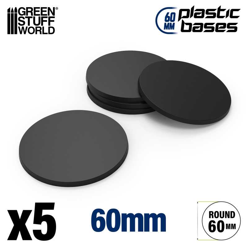 Green Stuff World: Plastic Bases - Round 60 mm BLACK | GrognardGamesBatavia