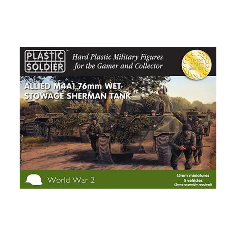 Plastic Soldier 15mm WW2: Allied M4A1 76mm Wet Stowage Sherman Tank | GrognardGamesBatavia