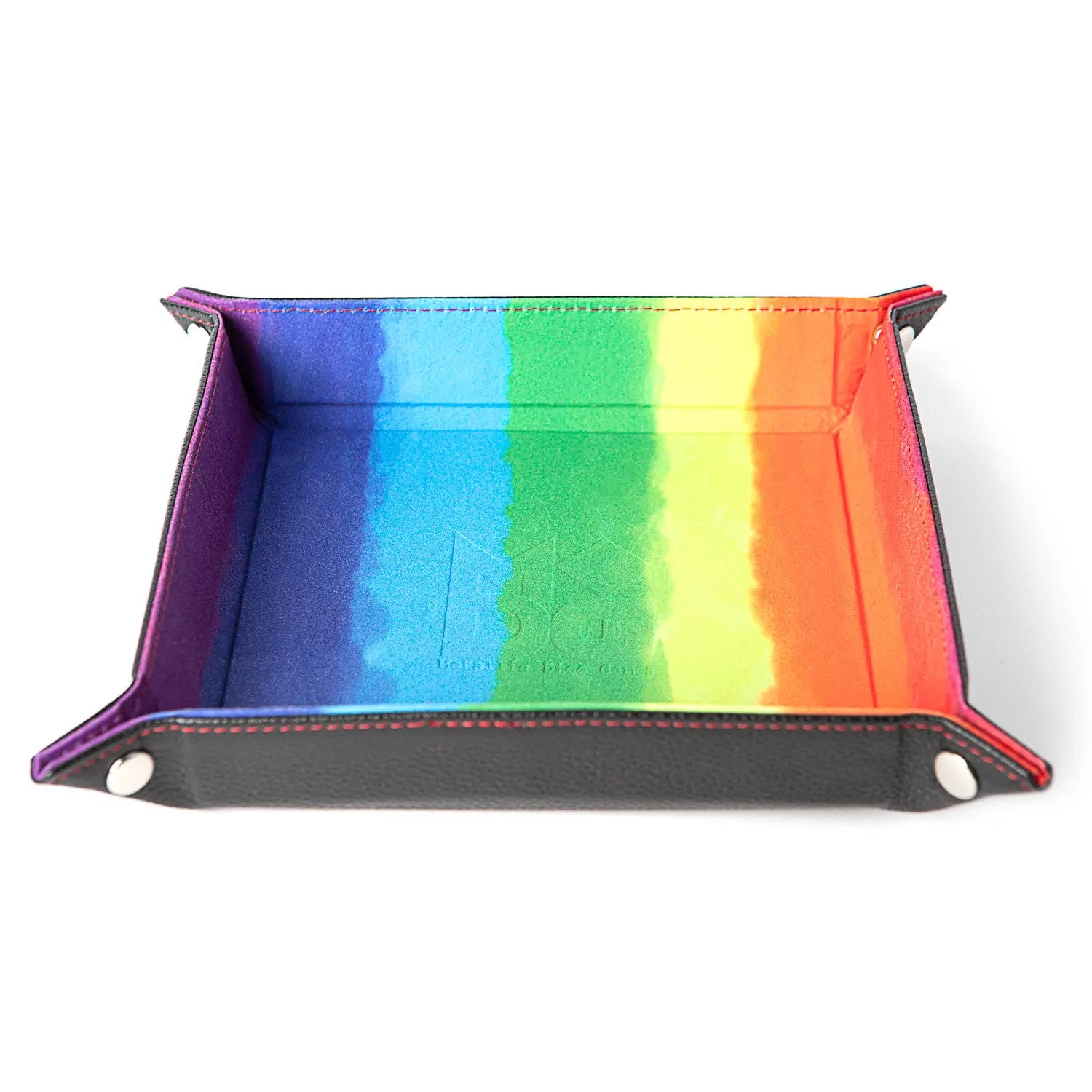 Velvet Dice Tray With Leather Backing: Watercolor Rainbow | GrognardGamesBatavia