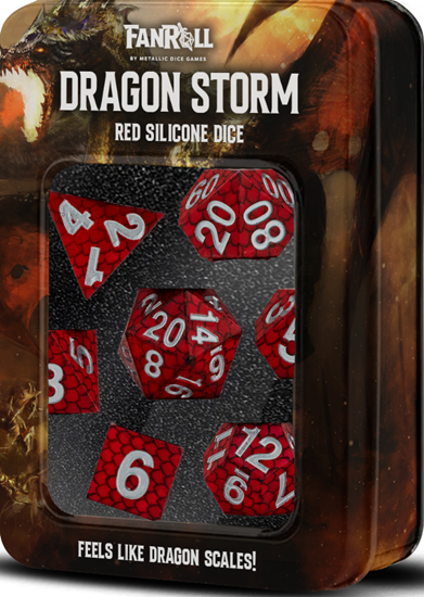 Fanroll Dragon Storm Silicone Dice Set - Red Dragon Scales | GrognardGamesBatavia