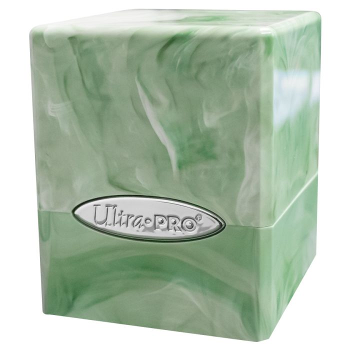 Deck Box Marble Satin Cube: Lime Green/White | GrognardGamesBatavia