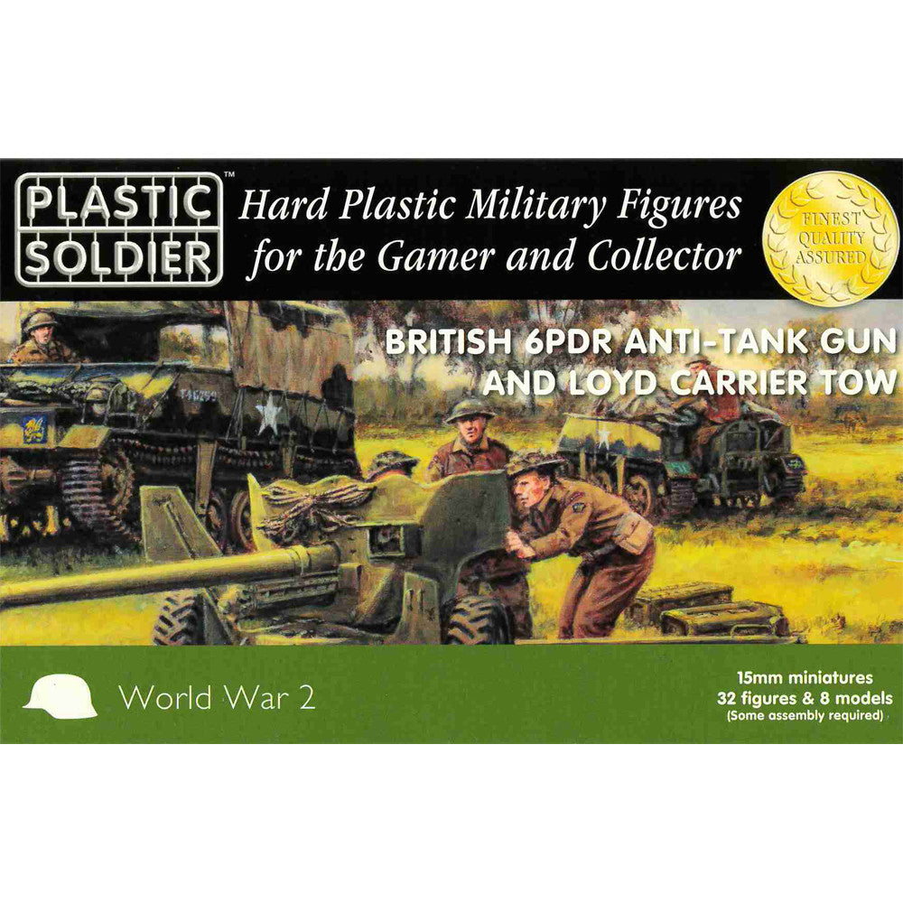 Plastic Soldier 15mm Scale WW2: British 6pdr Anti-Tank Gun & and Lloyd Carrier Tow | GrognardGamesBatavia