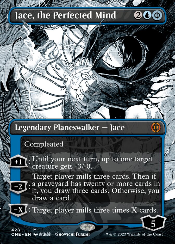 Jace, the Perfected Mind (Borderless Manga Step-and-Compleat Foil) [Phyrexia: All Will Be One] | GrognardGamesBatavia