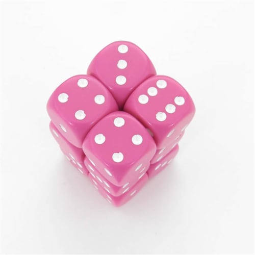 CHX25644 Opaque Pink/White12 D6 Set | GrognardGamesBatavia