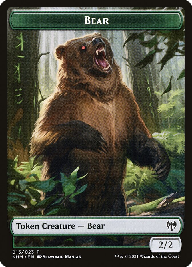 Human Warrior // Bear Double-Sided Token [Kaldheim Tokens] | GrognardGamesBatavia