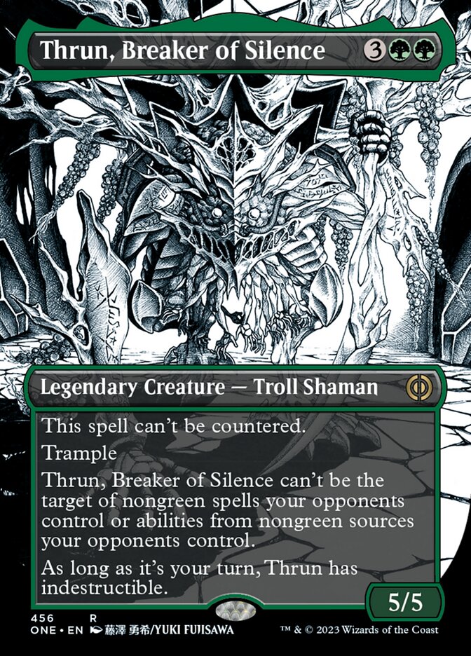 Thrun, Breaker of Silence (Borderless Manga Step-and-Compleat Foil) [Phyrexia: All Will Be One] | GrognardGamesBatavia