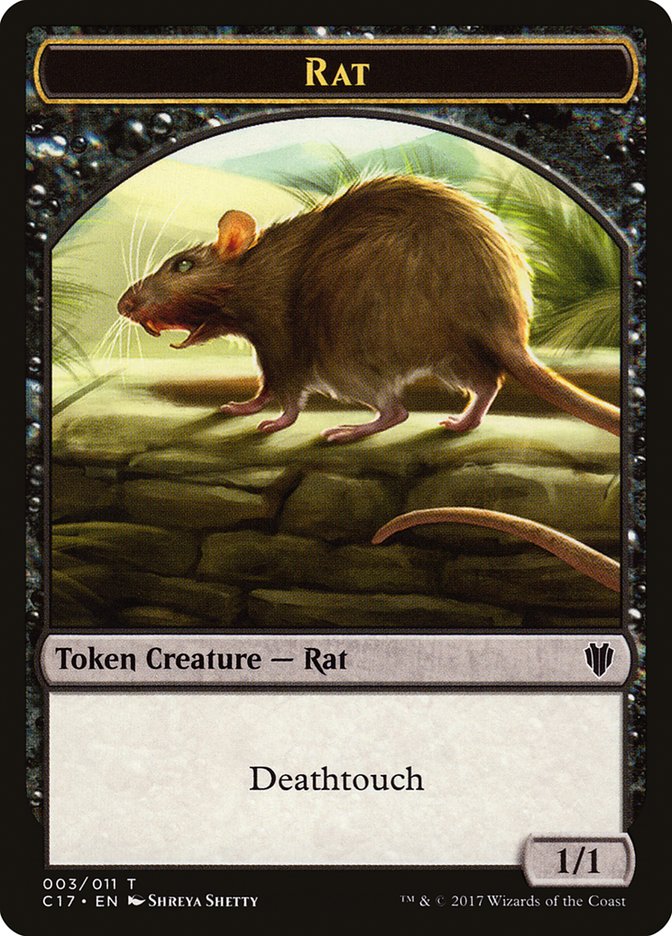 Cat Warrior (008) // Rat (003) Double-Sided Token [Commander 2017 Tokens] | GrognardGamesBatavia