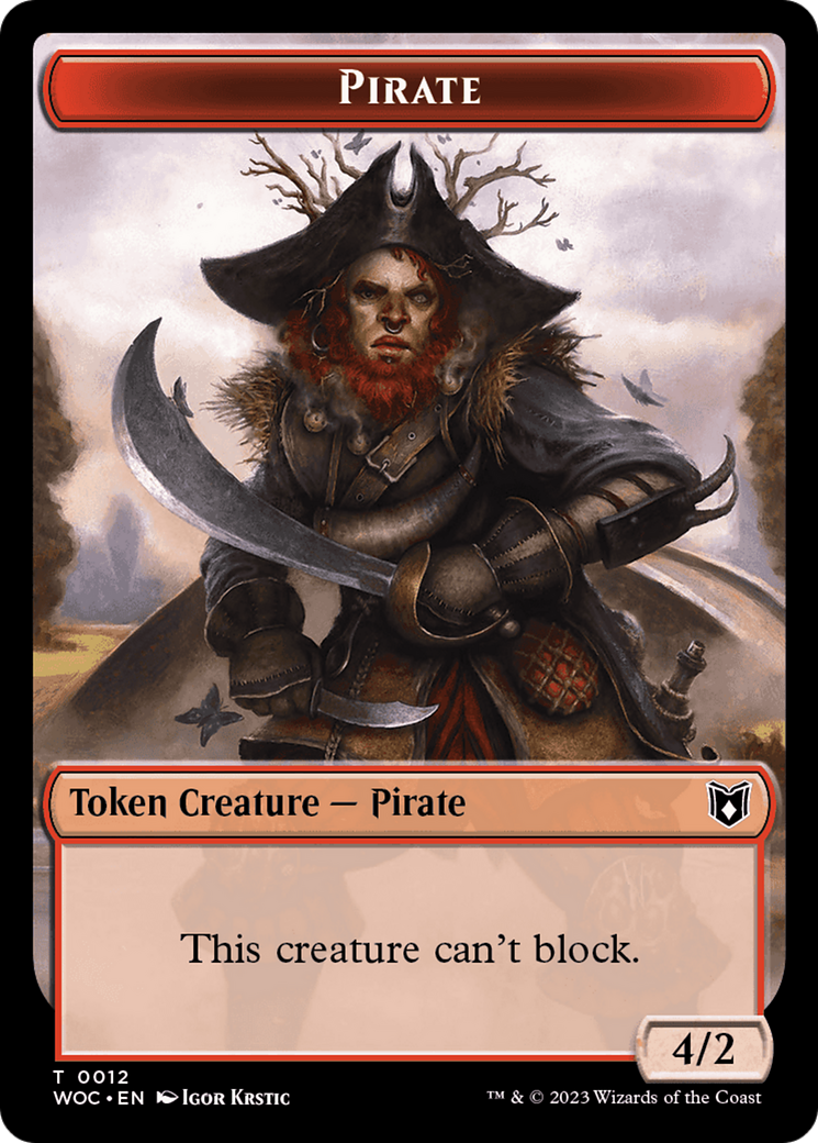 Pirate // Human Soldier Double-Sided Token [Wilds of Eldraine Commander Tokens] | GrognardGamesBatavia