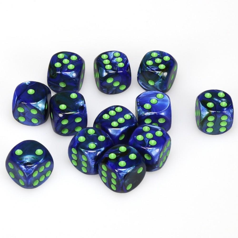 CHX27696 Lustrous Dark Blue/Green 12 D6 Set | GrognardGamesBatavia