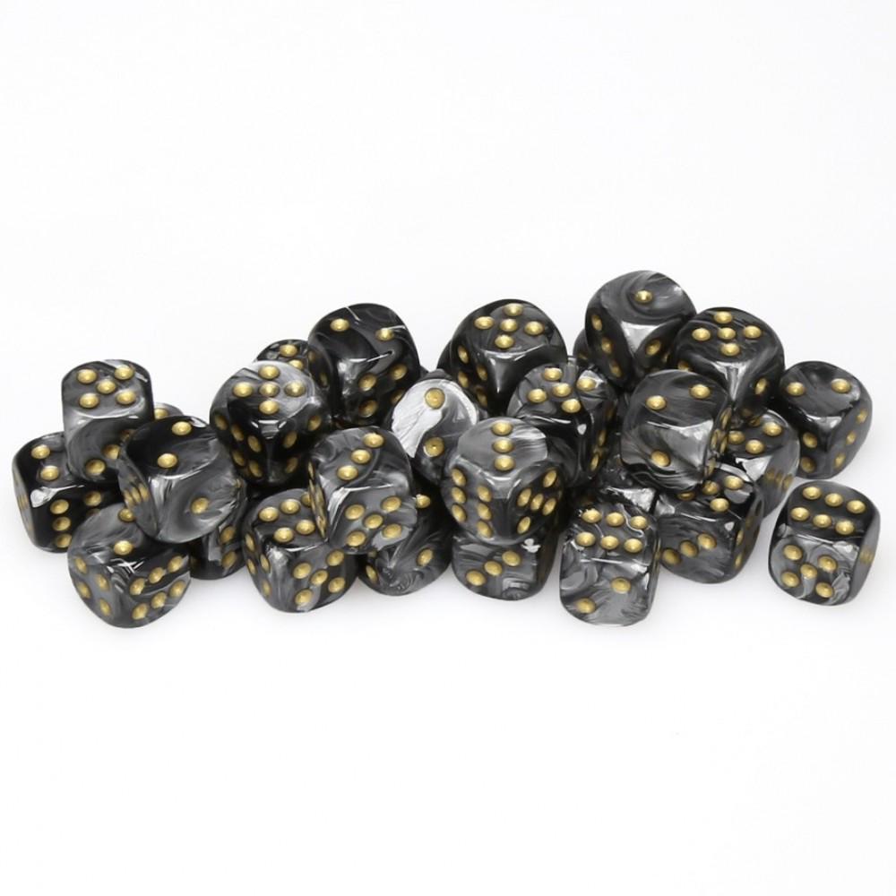 CHX27898 Lustrous Black/gold 36 D6 set | GrognardGamesBatavia