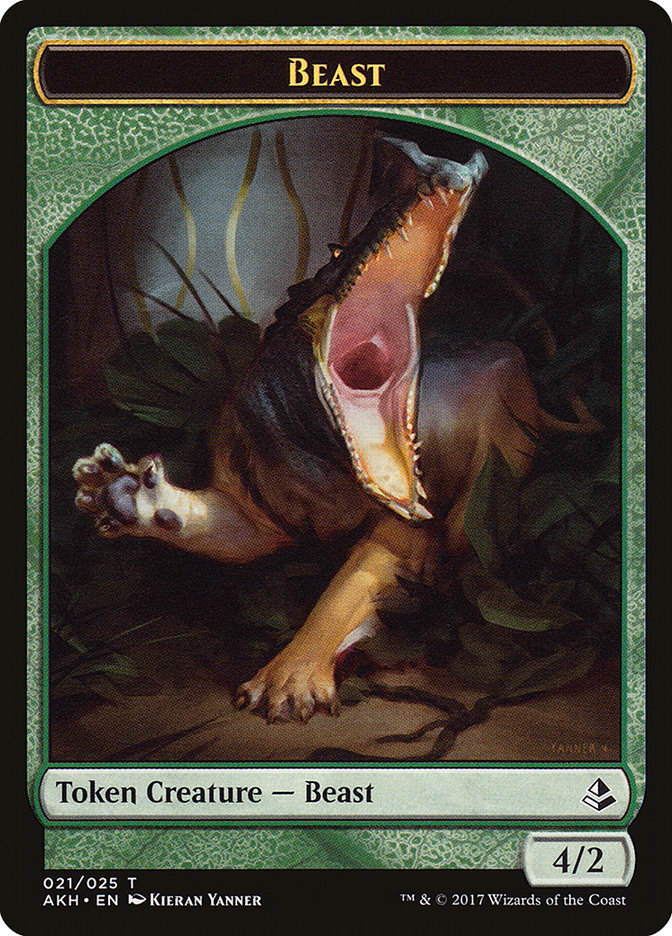 Oketra's Attendant // Beast Double-Sided Token [Amonkhet Tokens] | GrognardGamesBatavia