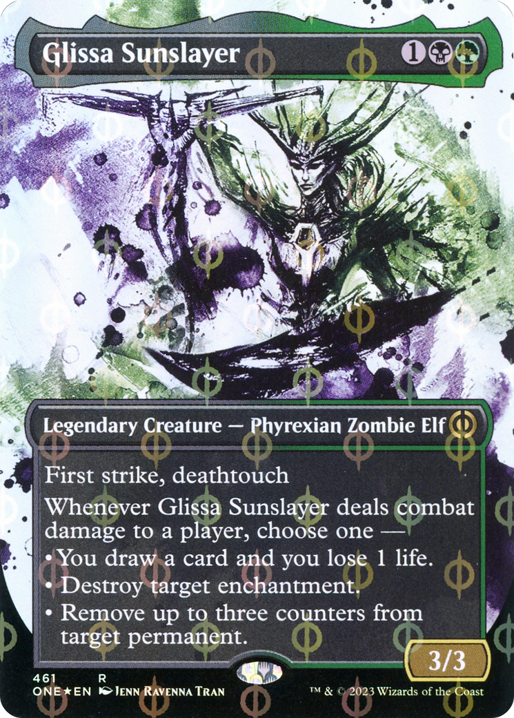 Glissa Sunslayer (Borderless Ichor Step-and-Compleat Foil) [Phyrexia: All Will Be One] | GrognardGamesBatavia