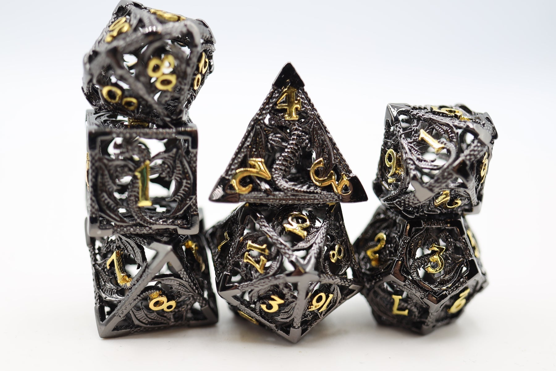 Chained Hollow Night Dragon RPG Metal Dice Set | GrognardGamesBatavia