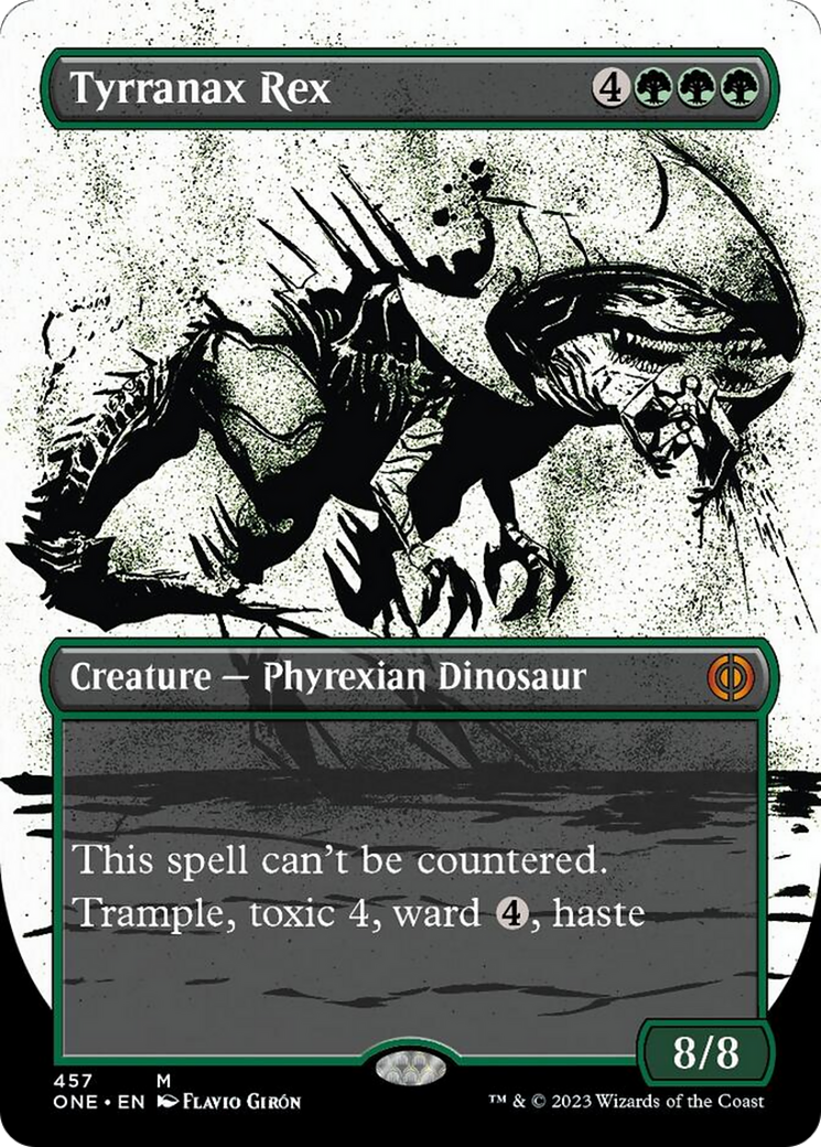 Tyrranax Rex (Borderless Ichor Step-and-Compleat Foil) [Phyrexia: All Will Be One] | GrognardGamesBatavia