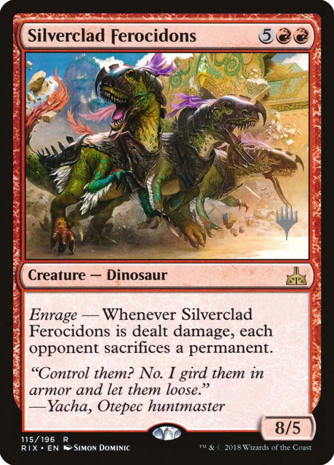 Silverclad Ferocidons (Promo Pack) [Rivals of Ixalan Promos] | GrognardGamesBatavia