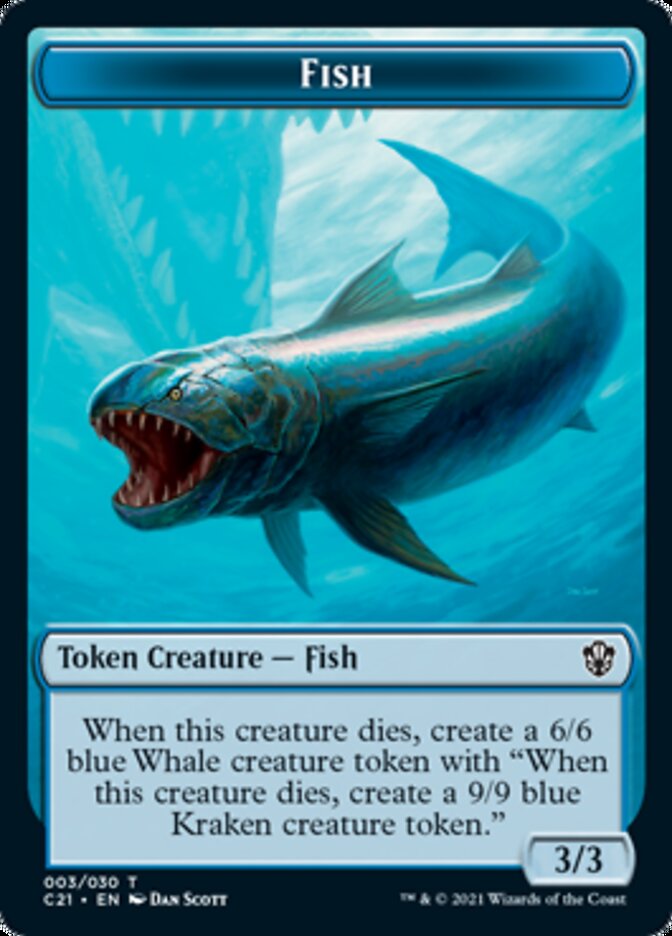 Beast (010) // Fish Double-Sided Token [Commander 2021 Tokens] | GrognardGamesBatavia