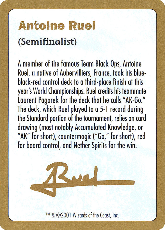 Antoine Ruel Bio [World Championship Decks 2001] | GrognardGamesBatavia