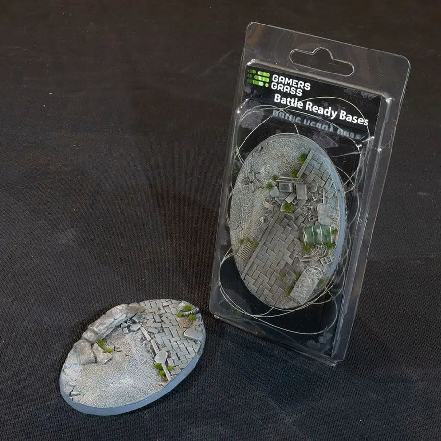 Gamers Grass Battle Ready Bases Urban Warfare oval 105mm | GrognardGamesBatavia