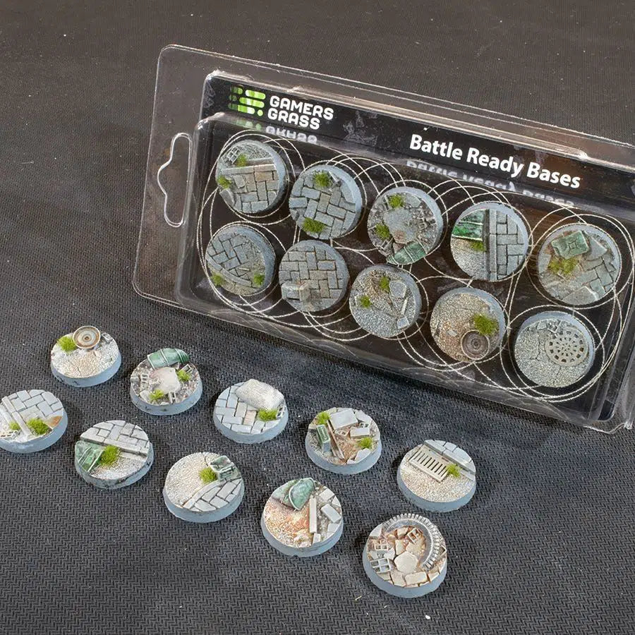 Gamers Grass Battle Ready Bases Urban Warfare 10 25mm | GrognardGamesBatavia